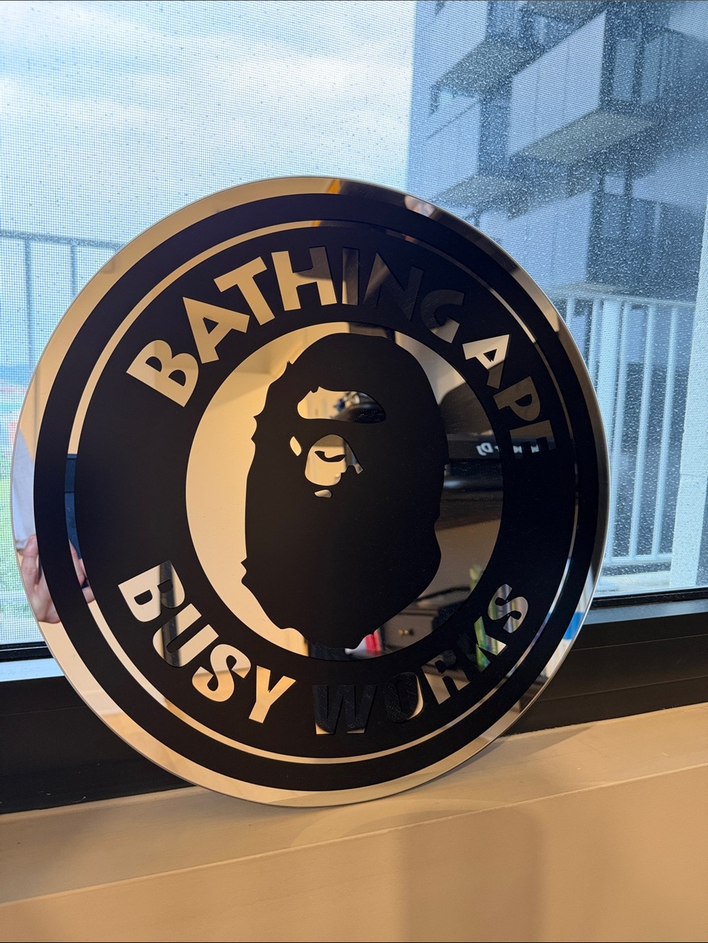 A Bathing Ape Busy Works Black Logo Wall Mirror